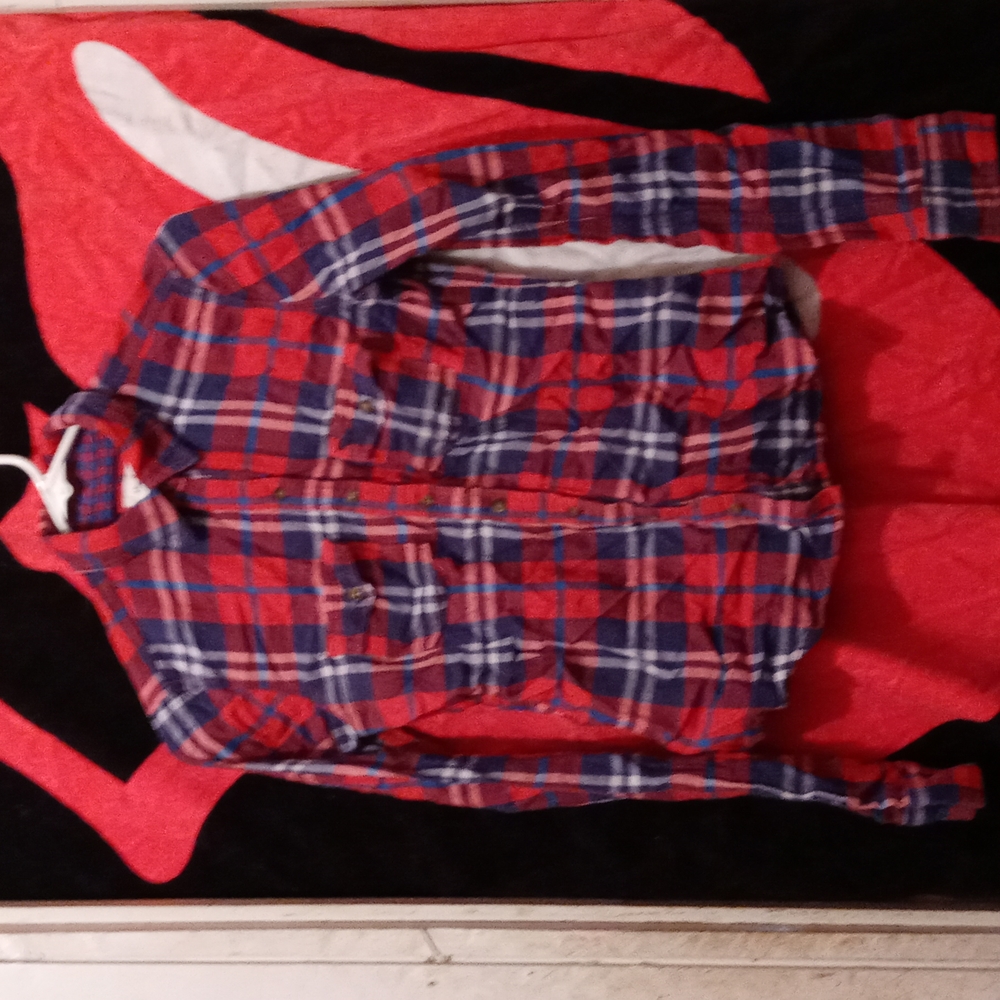 Abercrombie & Fitch,size small, long sleeve,red- blue & white plaid button Down